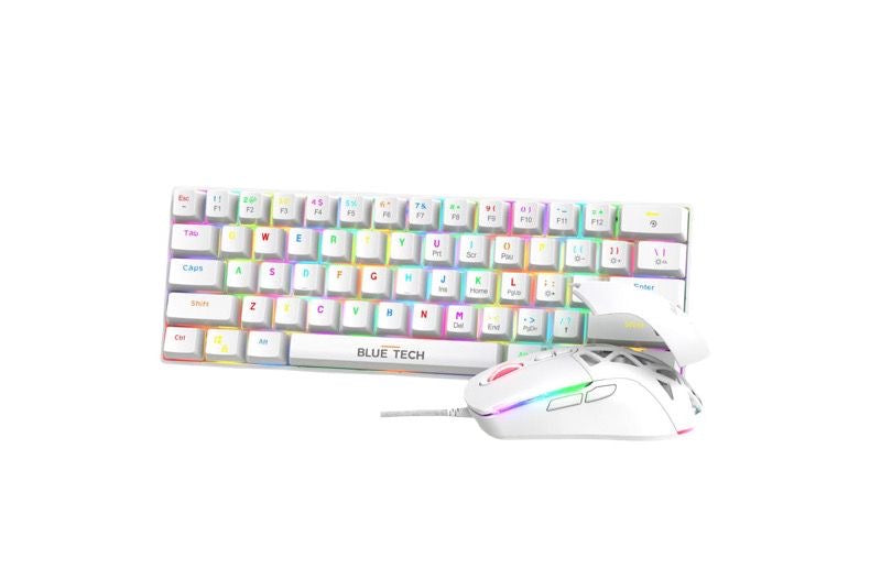 مجموعة لوحة المفاتيح والماوس الميكانيكية Blue Tech KB418 بإضاءة خلفية RGB - مفتاح أحمر
