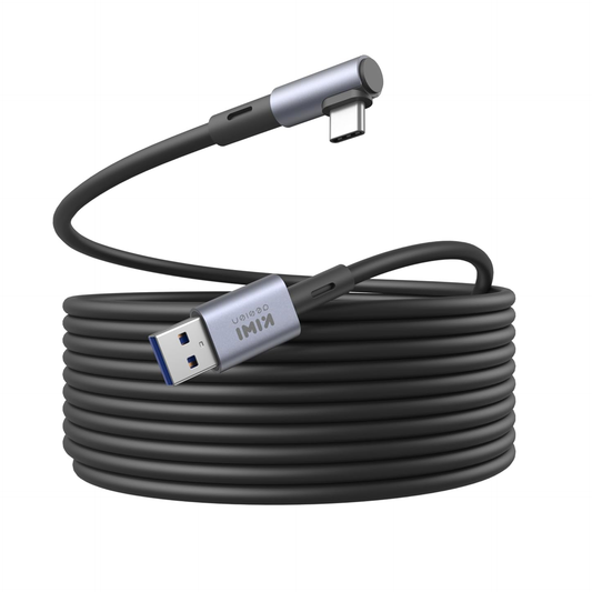 KIWI design Link Cable 5M Compatible with Quest 3S/3/2/1/Pro, with Cable Clip, High Speed PC Data Transfer, USB 3.0 to USB C Cable