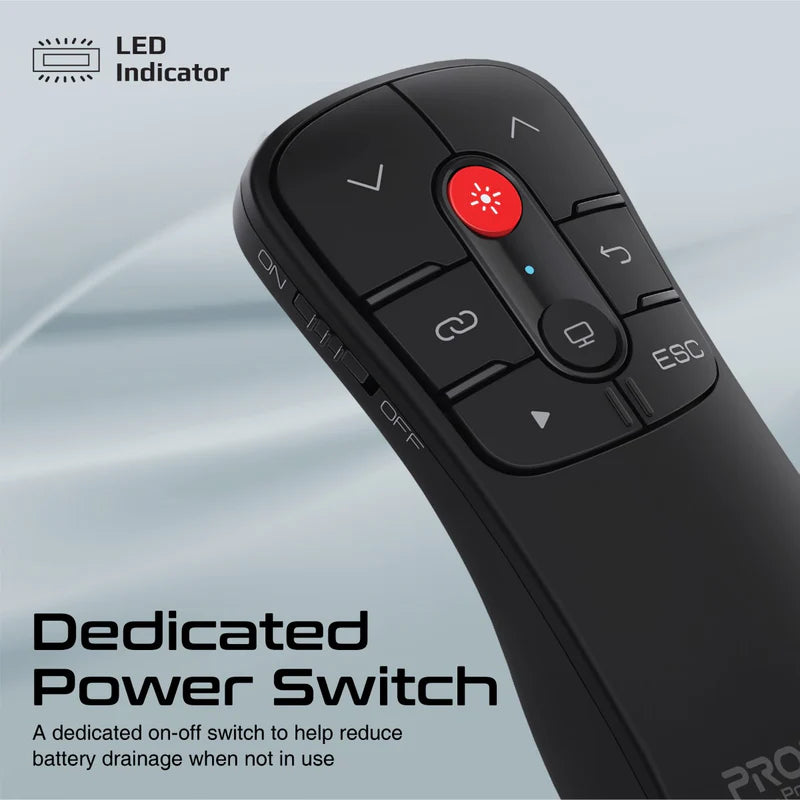PROMATE ProPointer Wireless Presenter With Laser Pointer, Universal USB-A/USB-C Nano Receiver, 20M Control Distance, Intuitive Touch-Keys, Compatible With Windows & MacOS