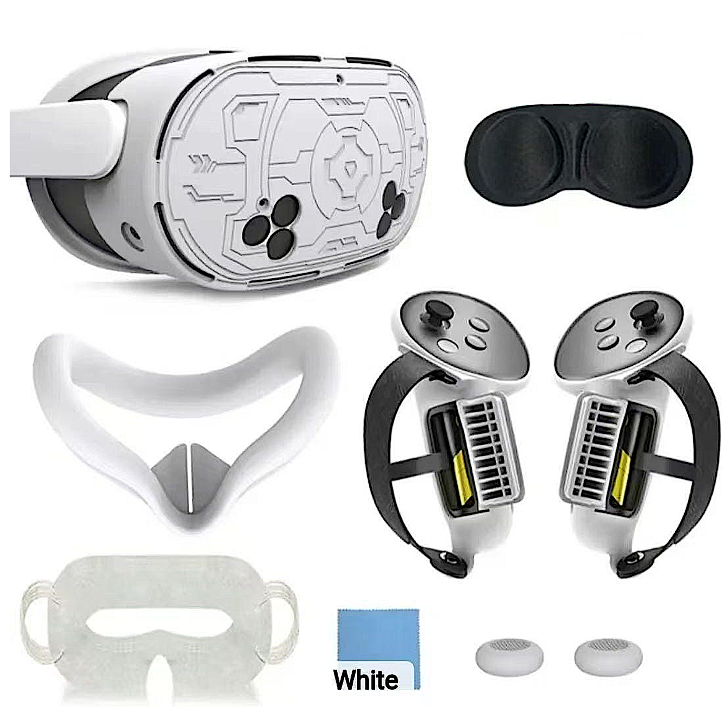 طقم أغطية حماية سيليكون ٦ في ١ لجهاز ميتا كويست ٣ إس - أبيض | أسود | وردي | أزرق | أحمر