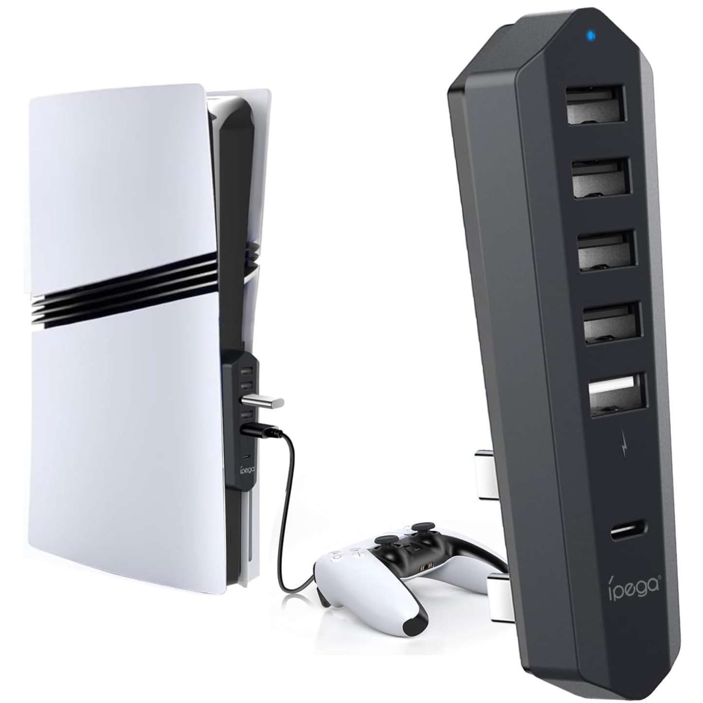 ipega 6 Port USB Hub Extender for PlayStation 5 Slim Digital/Disc Edition/Pro