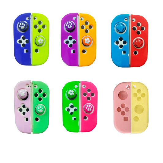 غطاء سيليكون لوحدة تحكم Joy-Con مع مقبضين تناظريين لجهاز Nintendo Switch - 6 موديلات