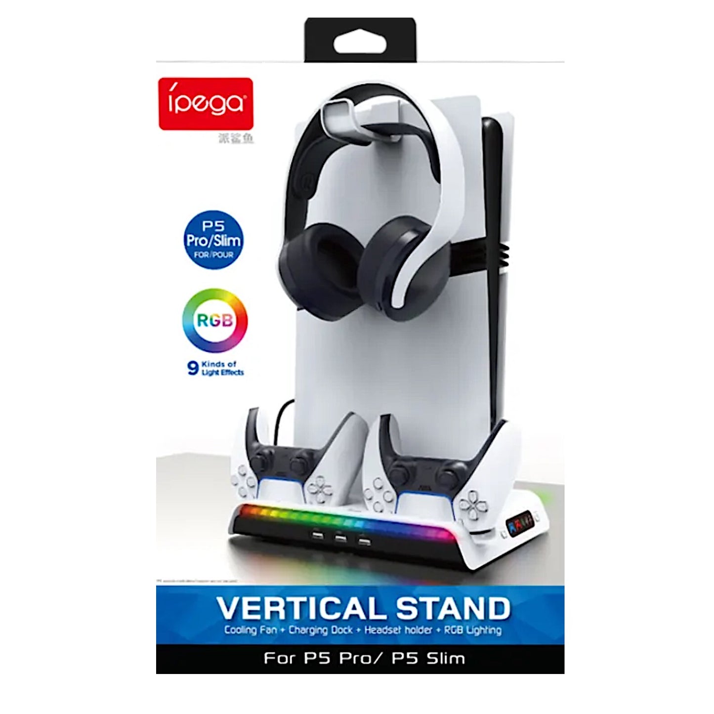 iPega Vertical RGB Cooling and Charging Stand for PS5 Slim | Pro