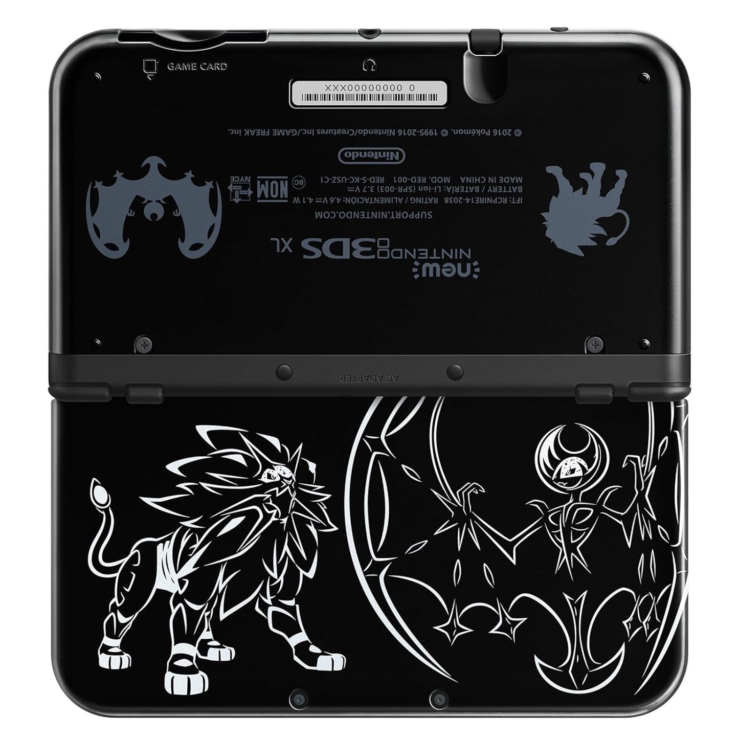 New Nintendo 3DS XL Modded With Games - Solgaleo Lunala Black Edition RESHELL - (USED)