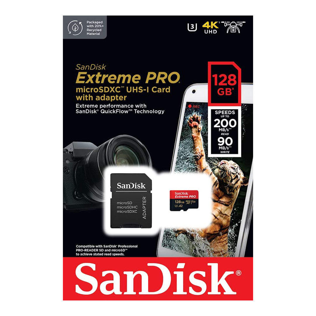 SanDisk Extreme Pro UHS-I, microSD, 128GB - Memory card and adapter Item - SDSQXCD-128G-GN6MA