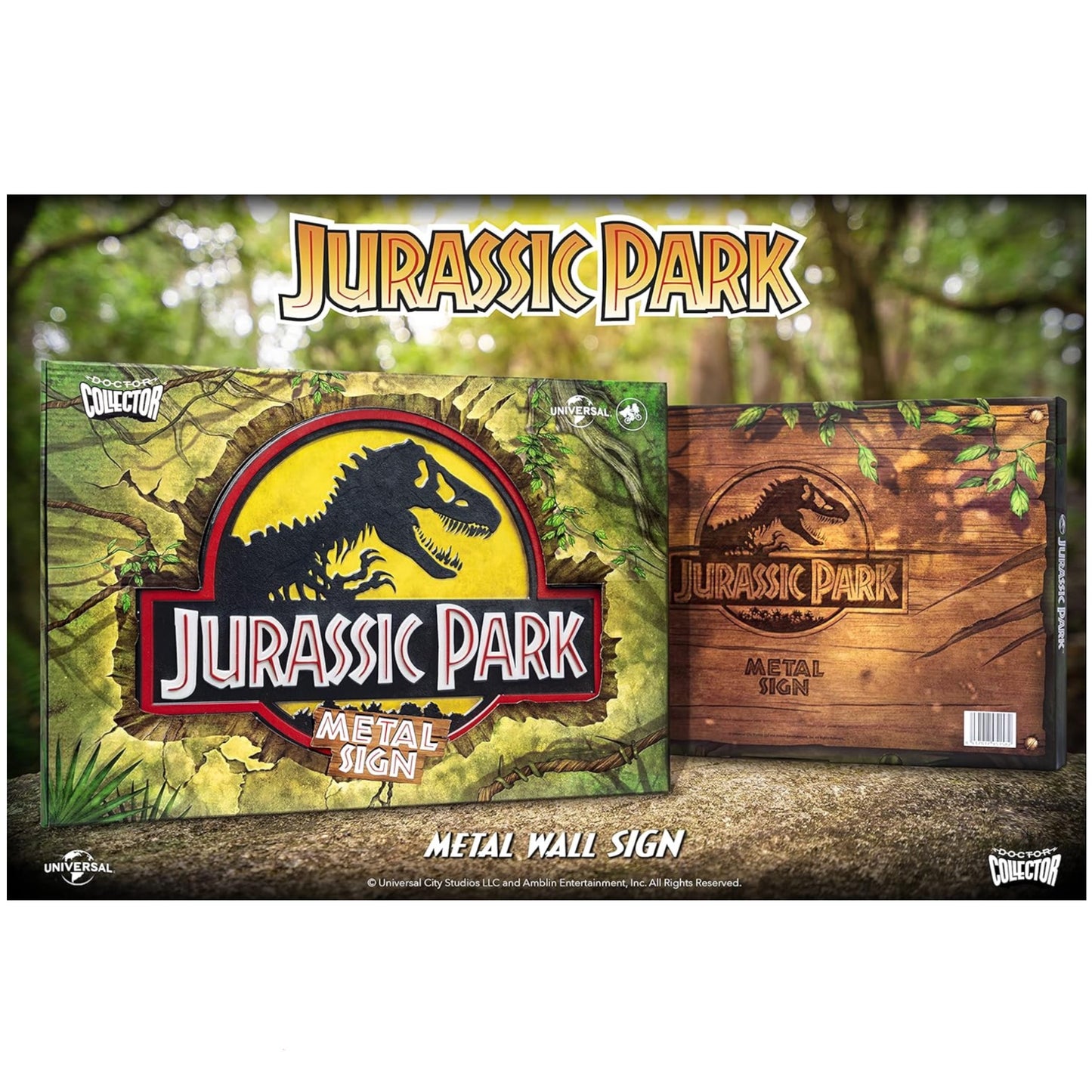 Doctor Collector Jurassic Park Logo Metal Sign