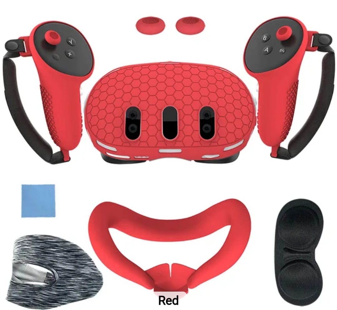 طقم أغطية حماية سيليكون ٦ في ١ لجهاز ميتا كويست ٣ - أسود | بنفسجي | أزرق | أبيض | أحمر