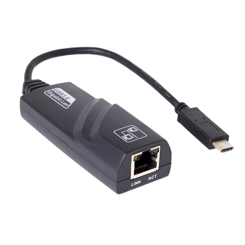 USB-C to Ethernet Adapter – USB 3.0 Type-C to Gigabit Ethernet (RJ45) Adapter – Up to 1000 Mbps, Compatible with Windows/Mac OS/Chrome OS, Black