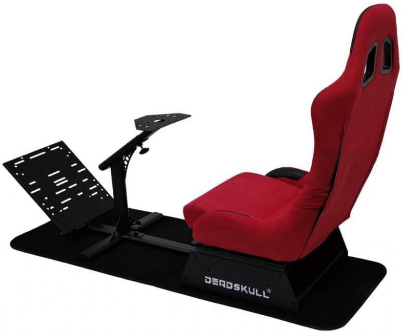 DEADSKULL Racing Seat Gaming Chair Simulator Cockpit Steering Wheel Stand/Chair - Black | Blue | Red