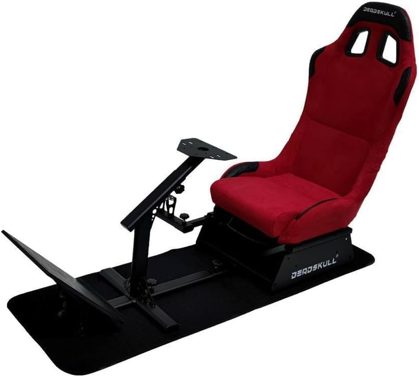 DEADSKULL Racing Seat Gaming Chair Simulator Cockpit Steering Wheel Stand/Chair - Black | Blue | Red