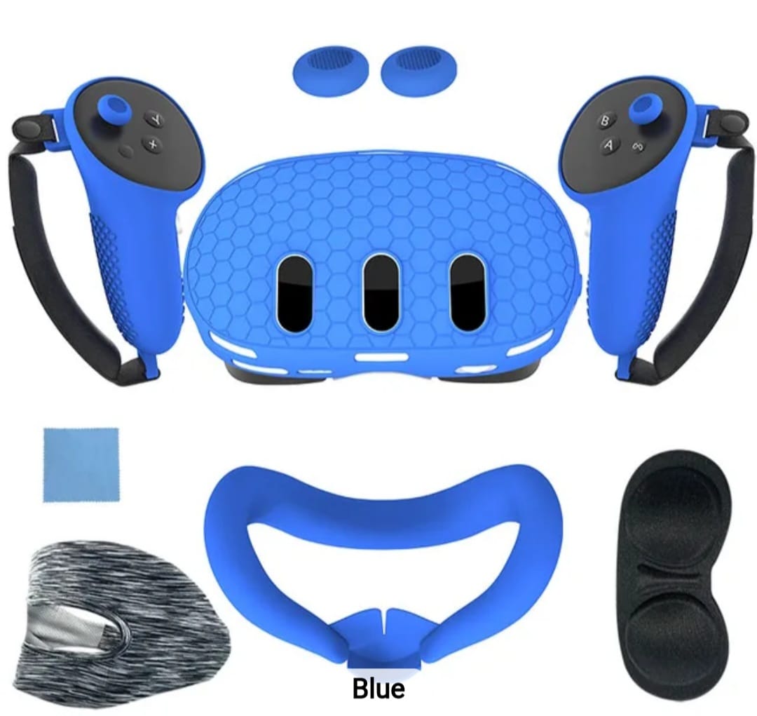 طقم أغطية حماية سيليكون ٦ في ١ لجهاز ميتا كويست ٣ - أسود | بنفسجي | أزرق | أبيض | أحمر