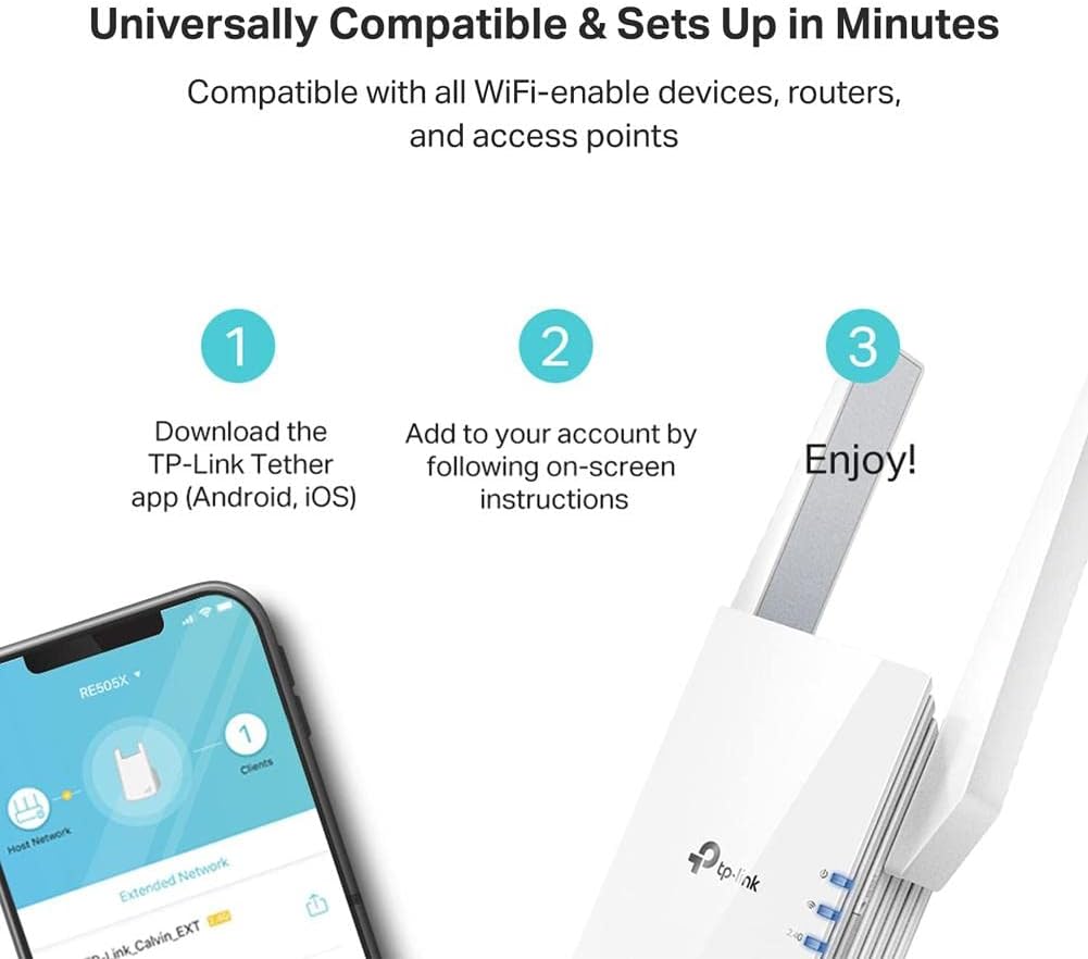 TP-Link AX1800 WiFi 6 Extender(RE605X)-Internet Booster, Covers up to 1500 sq.ft and 30 Devices,Dual Band Repeater up to 1.8Gbps Speed, AP Mode, Gigabit Port