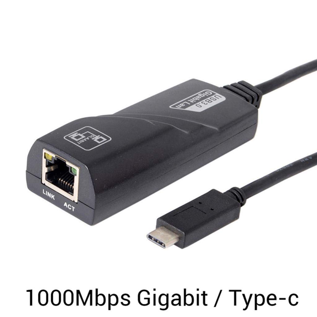 USB-C to Ethernet Adapter – USB 3.0 Type-C to Gigabit Ethernet (RJ45) Adapter – Up to 1000 Mbps, Compatible with Windows/Mac OS/Chrome OS, Black