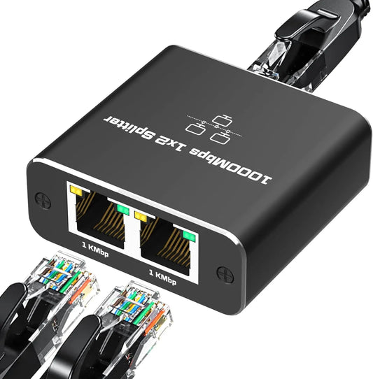 موزع إيثرنت 1000 ميجابايت في الثانية، محول شبكة من أنثى إلى أنثى RJ45، محول موصل مقبس إيثرنت للشبكة المحلية لـ Cat6/Cat7، موزع كابل إيثرنت، كابل شبكة مقسم إلى واحد واثنين، نقل جيجابت
