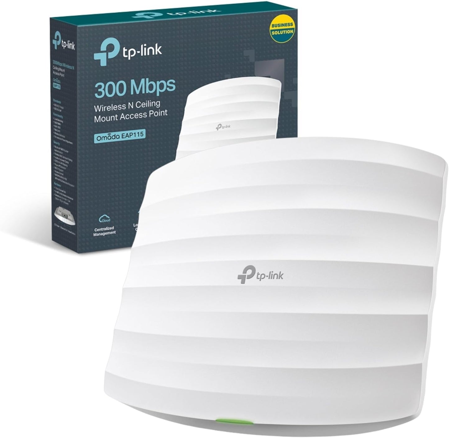 TP-Link EAP115 N300 Wireless Access Point, 300Mbps Access Points Support PoE 802.3af and Direct Current, Omada Mesh, Easy Setup, Centralized Cloud Management, Easily Mount to Wall or Ceiling