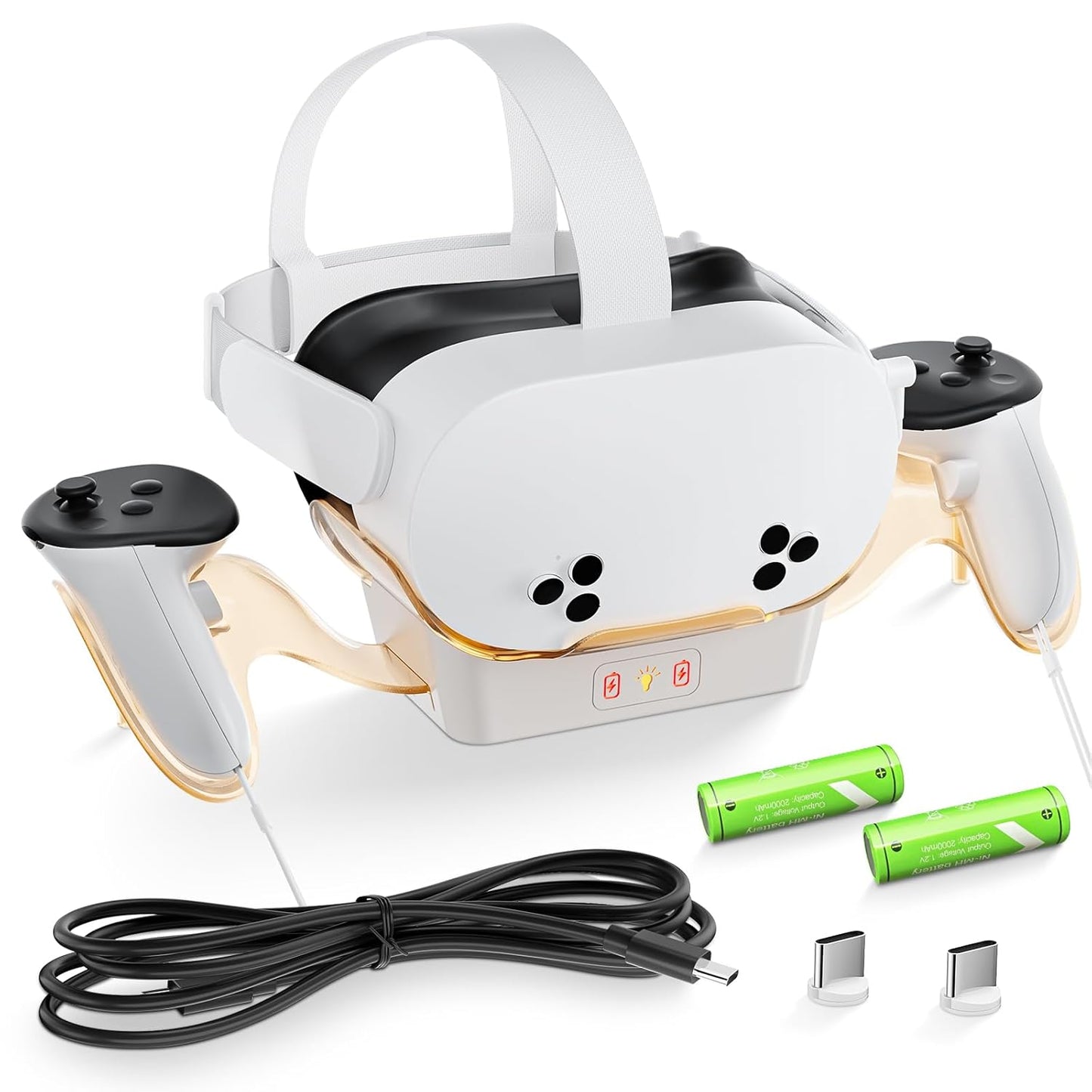 محطة شحن DOBE مع بطاريات قابلة لإعادة الشحن وإضاءة LED لجهاز Meta Quest 3 | Meta Quest 3S