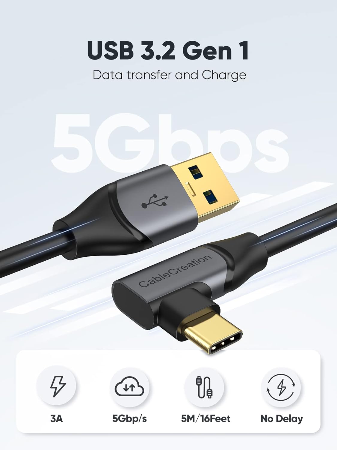 كابل ربط 3M من CableCreation متوافق مع كابل Meta Quest Pro/Quest3/Quest2/ USB إلى USB C 3.1