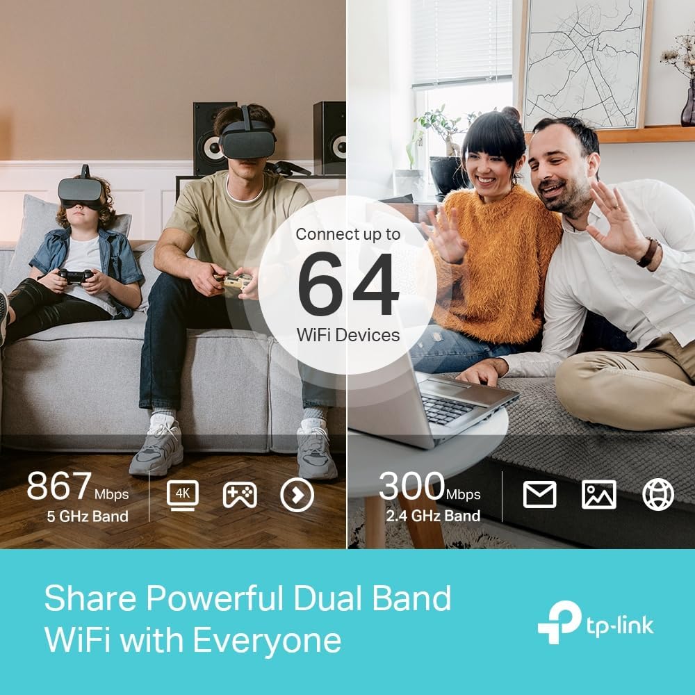 TP-Link Archer MR600 AC1200Mbps 4G+ Cat6 Wireless Dual Band 4G Router With Sim Slot, SIM Slot Unlocked, MU-MIMO technology, WiFi Router Mode, No Configuration required,Guest Network & Parental Control