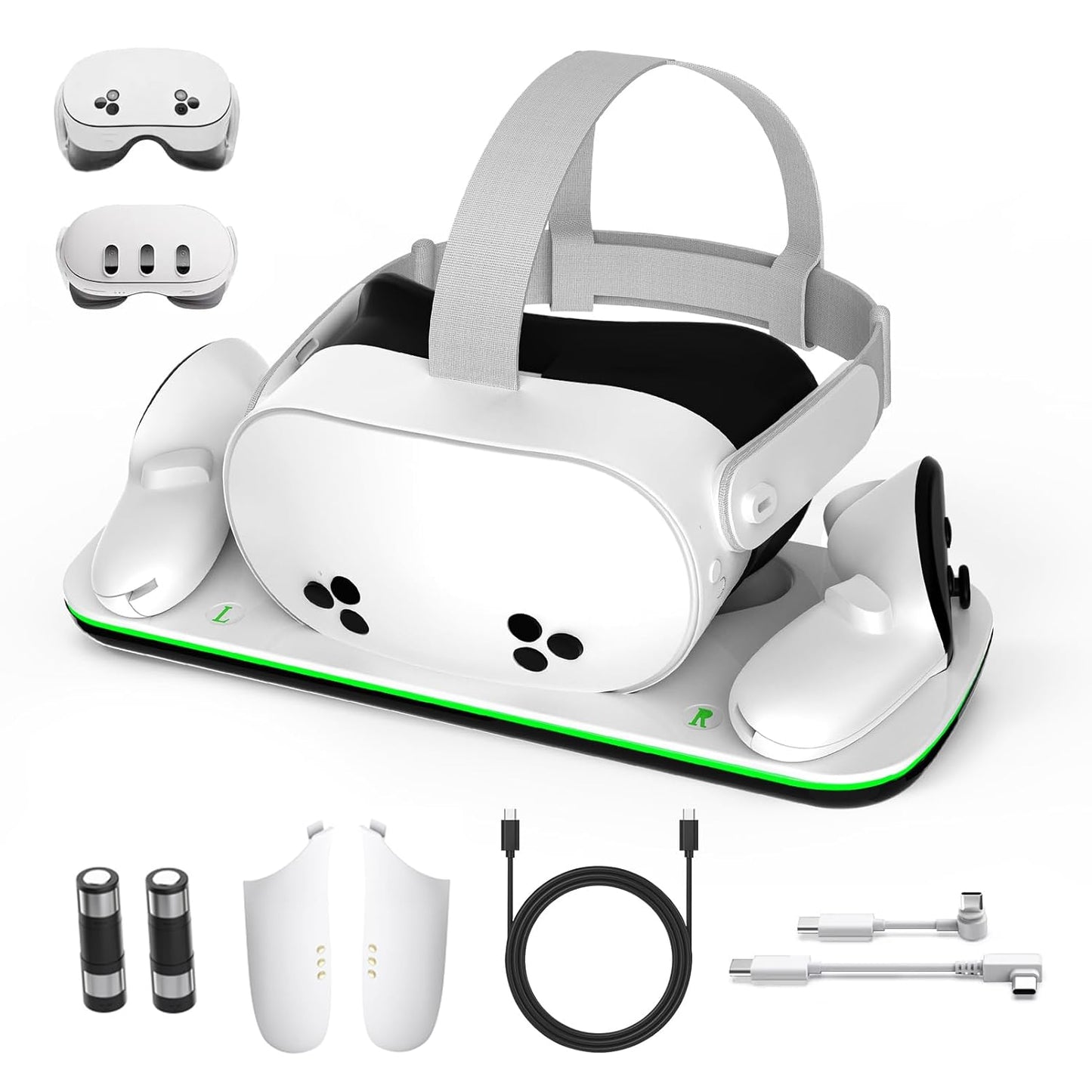 قاعدة شحن DOBE مع بطاريات قابلة لإعادة الشحن ومؤشر LED لجهاز Meta Quest 3 | Meta Quest 3S