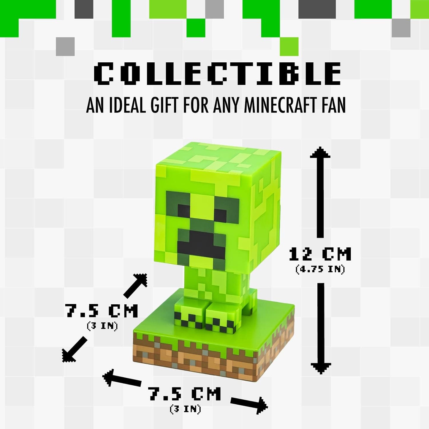 Minecraft Creeper Icon Light 3D Lamp - USB Type-C Rechargeable - Minecraft Merch