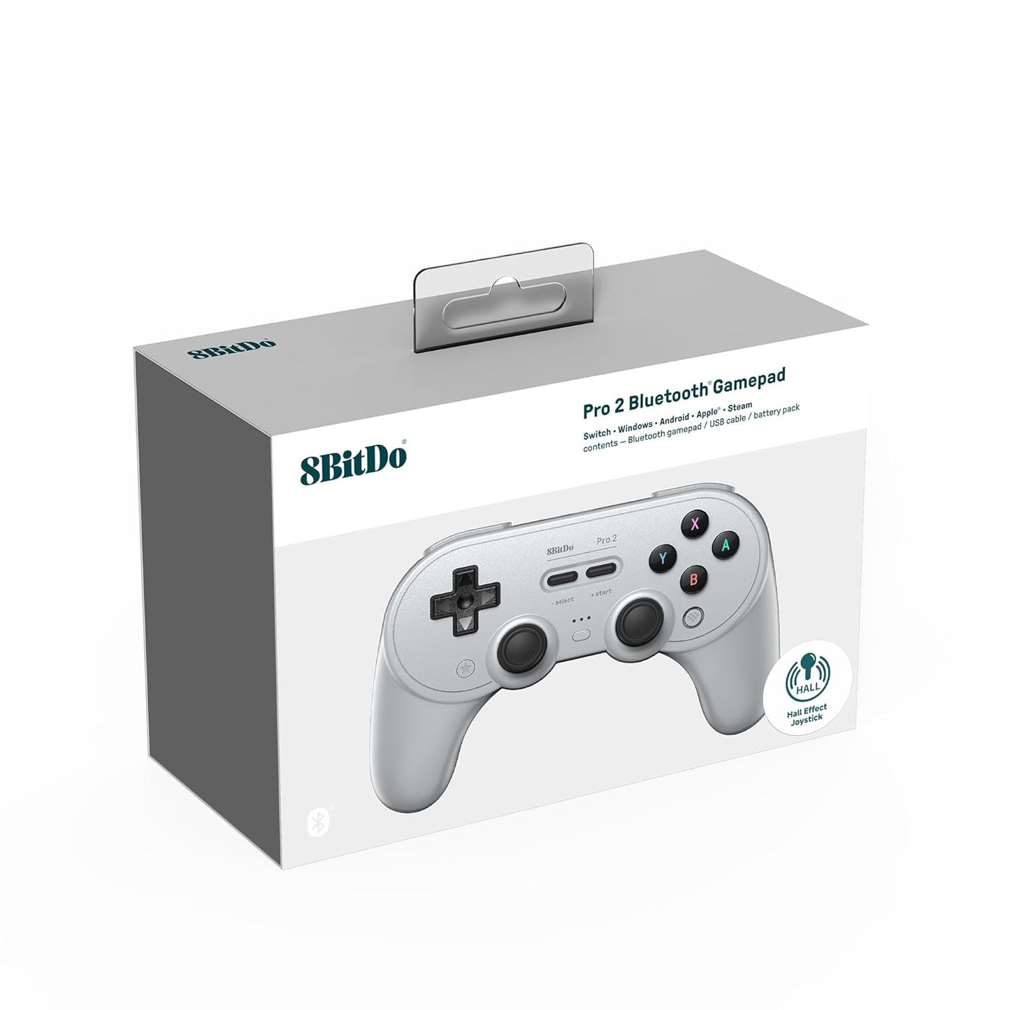 8BitDo Pro 2 Bluetooth Controller for Switch/Switch 2, Hall Effect Joysticks, 2 Pro Back Paddle Buttons, Wireless Gaming Controller for Switch, PC, Android, and Steam Deck & Apple - Gray | Black