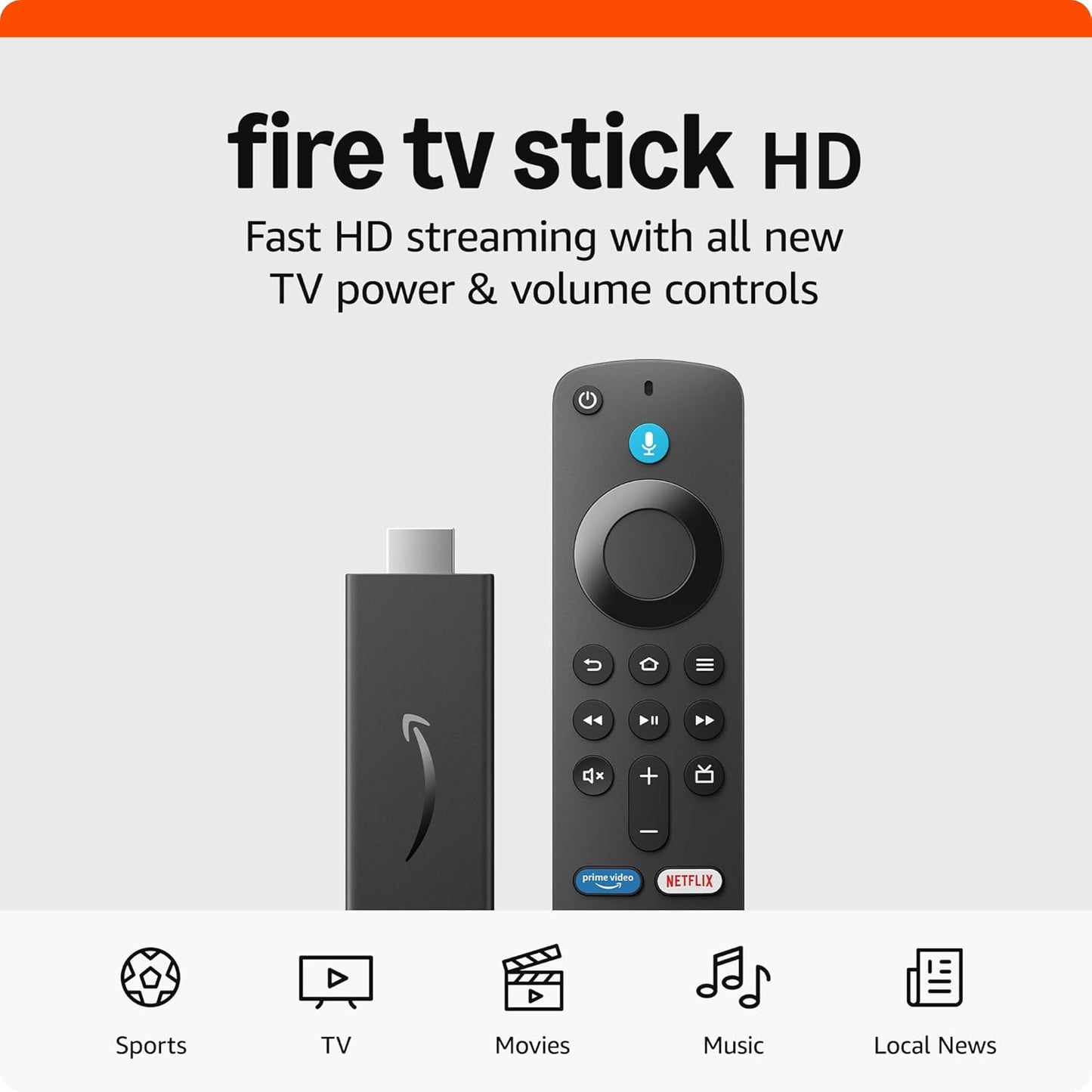 Amazon Fire TV Stick HD (أحدث طراز)، جهاز التحكم عن بعد الصوتي Alexa، أدوات التحكم في المنزل الذكي، البث عالي الدقة