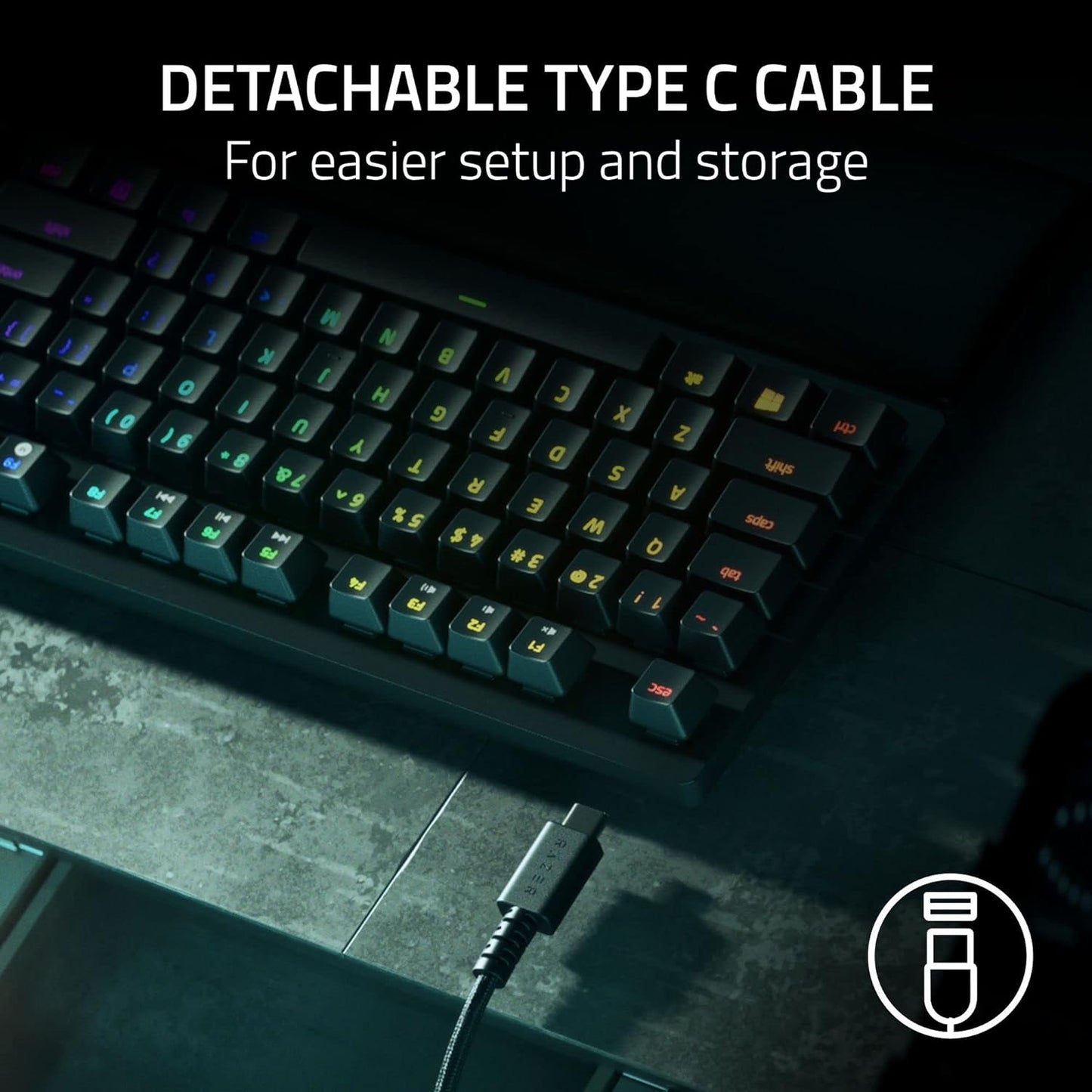 Razer Huntsman V2 TKL Tenkeyless Gaming Keyboard - Purple Switch