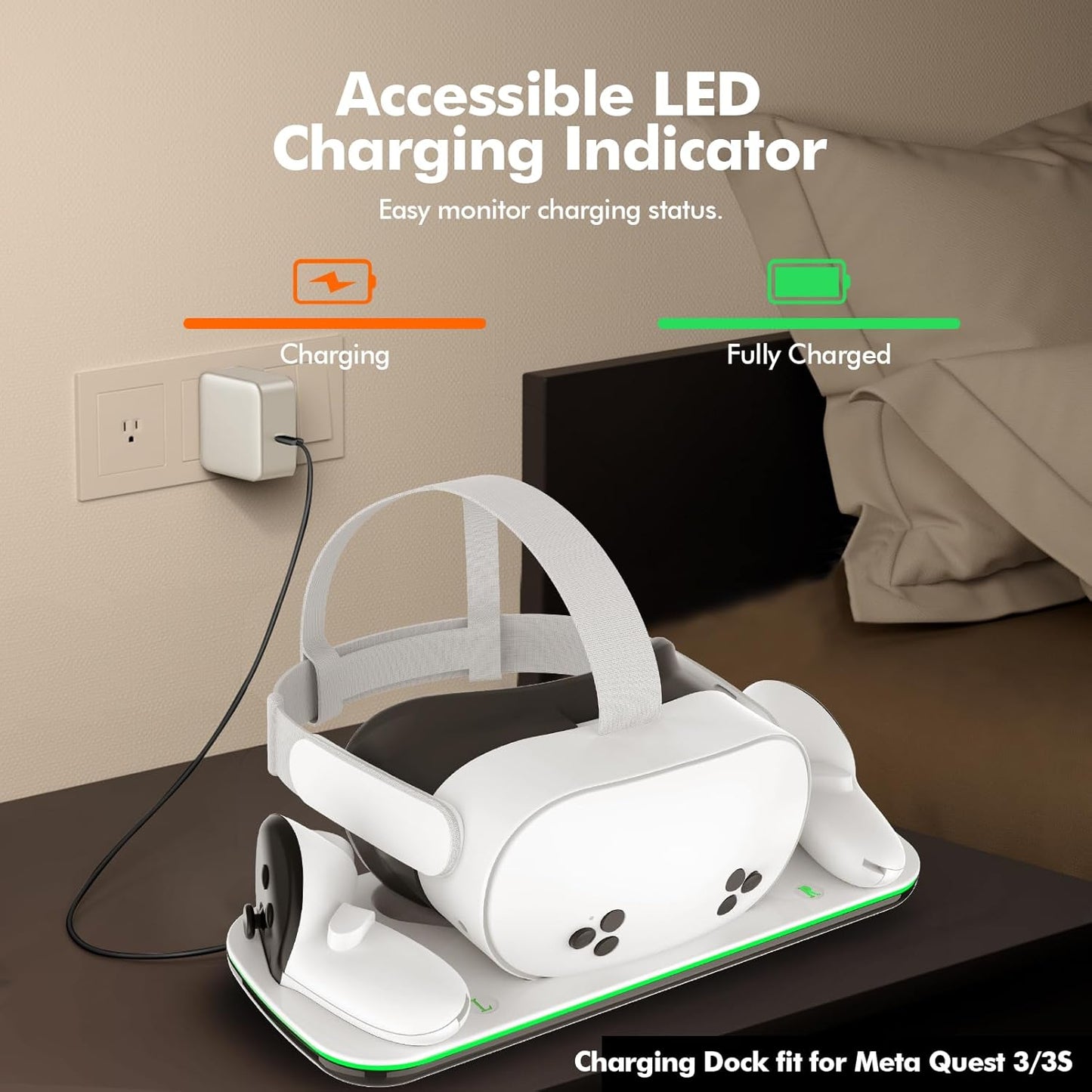 قاعدة شحن DOBE مع بطاريات قابلة لإعادة الشحن ومؤشر LED لجهاز Meta Quest 3 | Meta Quest 3S