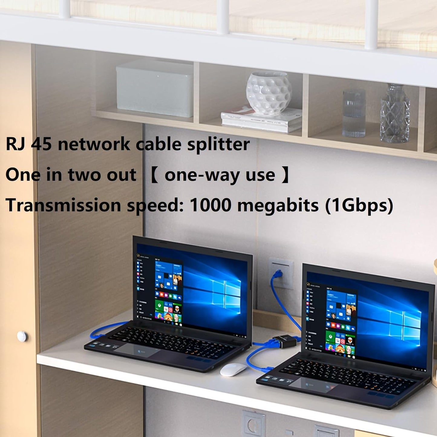 Ethernet Splitter 1000Mbs , Female to Female Network Adapter RJ45, LAN Ethernet Socket Connector Adapter for Cat6/Cat7, Ethernet Cable Splitter, Network Cable Split in one and Two, gigabit Transmission