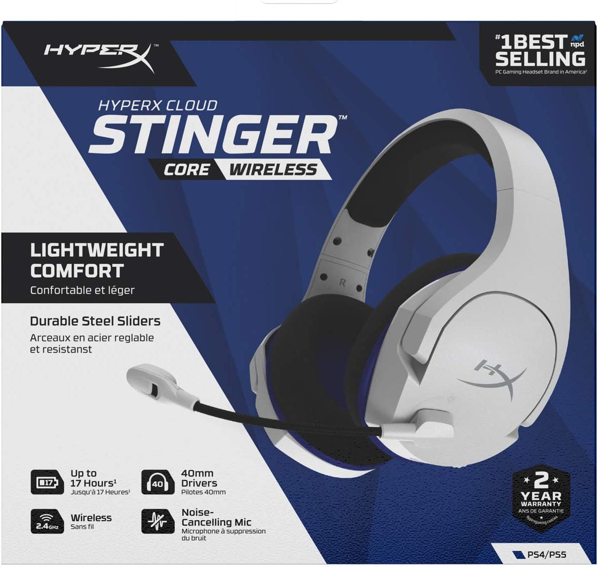 سماعة رأس لاسلكية للألعاب HyperX Cloud Stinger Core - أبيض