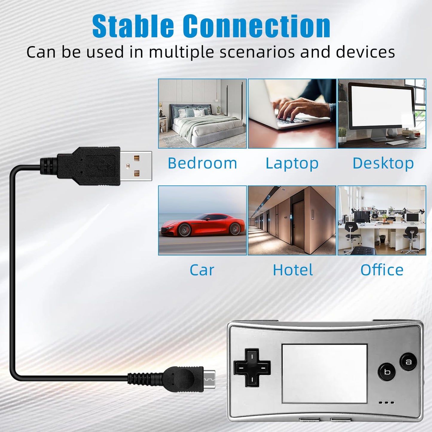 USB Power Supply Charger Cable Cord for Nintendo GBM Game Boy Micro Console