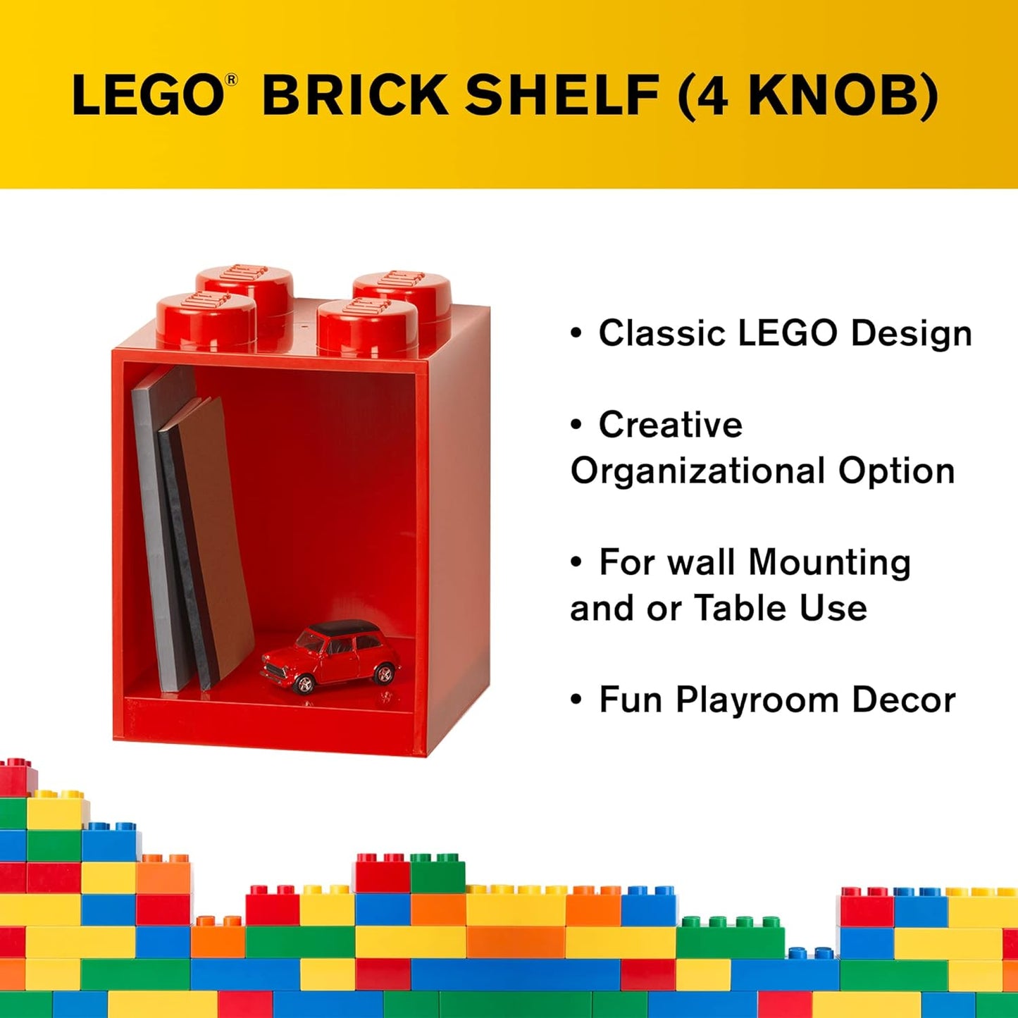 LEGO Brick Shelf, 4 Stud - Red