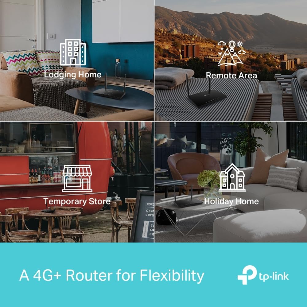 TP-Link Archer MR600 AC1200Mbps 4G+ Cat6 Wireless Dual Band 4G Router With Sim Slot, SIM Slot Unlocked, MU-MIMO technology, WiFi Router Mode, No Configuration required,Guest Network & Parental Control
