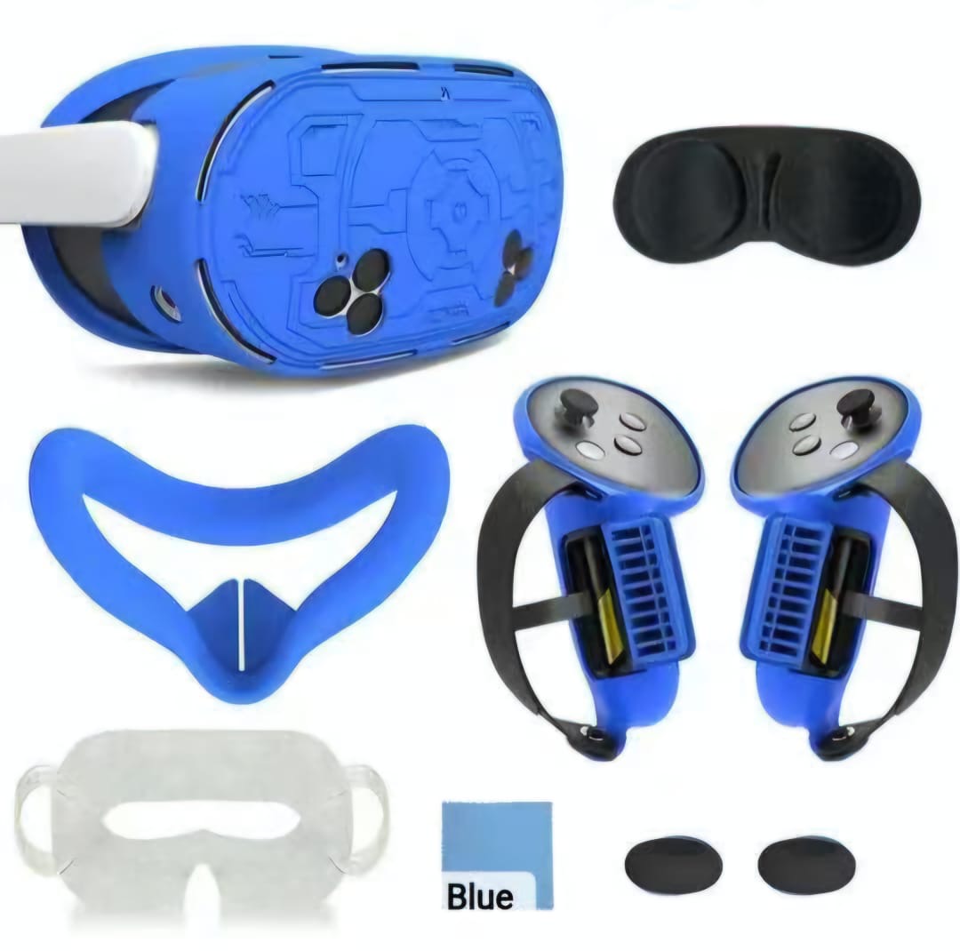 طقم أغطية حماية سيليكون ٦ في ١ لجهاز ميتا كويست ٣ إس - أبيض | أسود | وردي | أزرق | أحمر