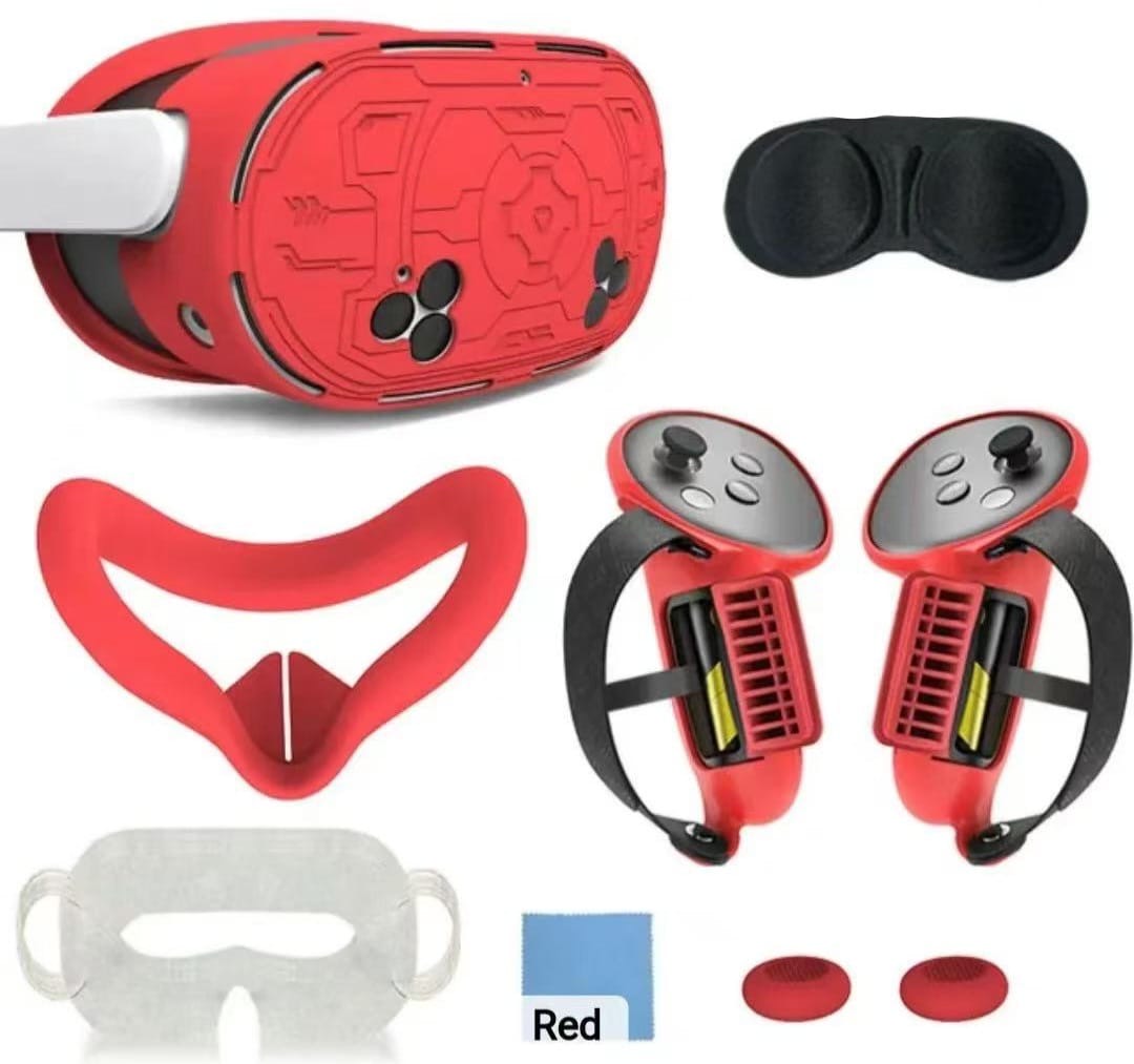 طقم أغطية حماية سيليكون ٦ في ١ لجهاز ميتا كويست ٣ إس - أبيض | أسود | وردي | أزرق | أحمر