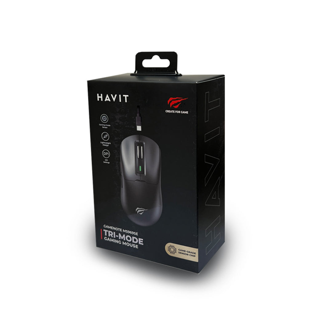Havit GameNote MS969SE Wireless Gaming Mouse - Triple Mode Wireless 2.4G/Bluetooth/Wired - Black
