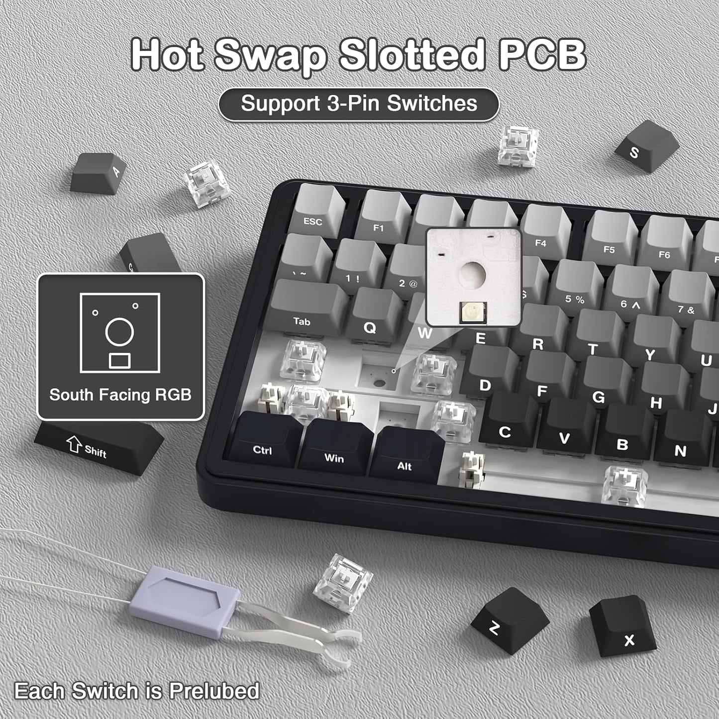 ATTACK SHARK X85 Wireless Mechanical Gaming Keyboard RGB - Moon Night