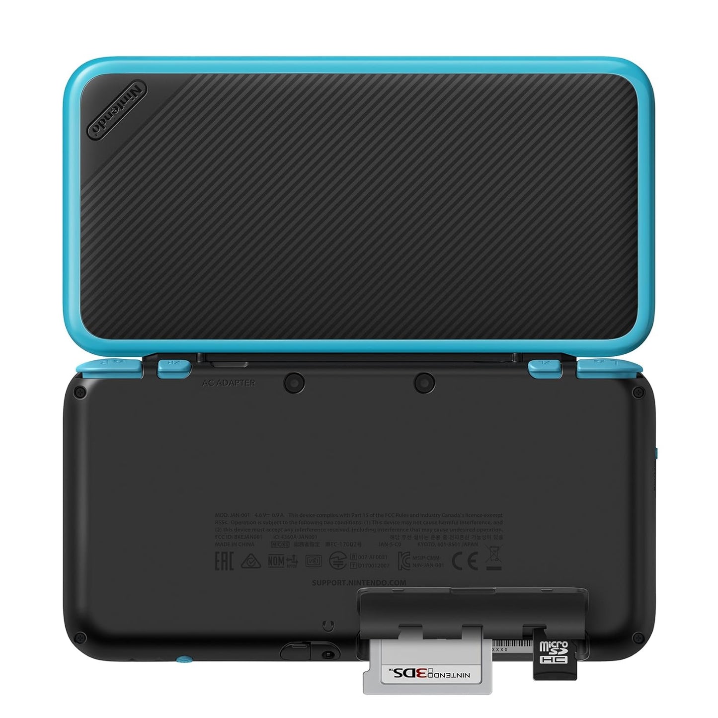 New Nintendo 2DS XL With Mario Kart 7 Inside MODDED WITH GAMES - Black / Turquoise - (USED)