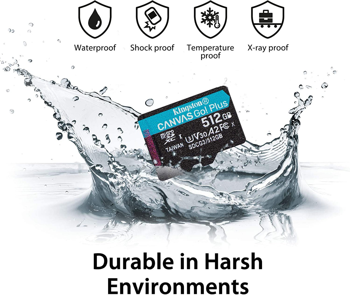 Kingston 128GB microSDXC Canvas Go Plus 170MB/s Read UHS-I, C10, U3, V30, A2/A1 Memory Card + Adapter (SDCG3/128GB)