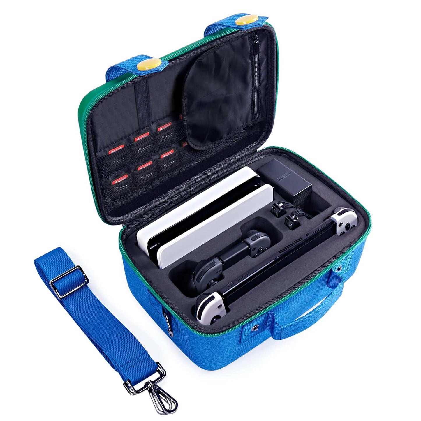 FUNLAB Travel Carrying Case for Nintendo Switch, Cute Carry Bag Compatible with Switch Console & Accessories for Luigi Fans