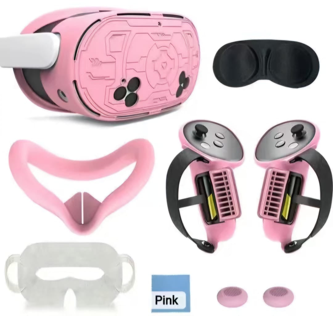 طقم أغطية حماية سيليكون ٦ في ١ لجهاز ميتا كويست ٣ إس - أبيض | أسود | وردي | أزرق | أحمر