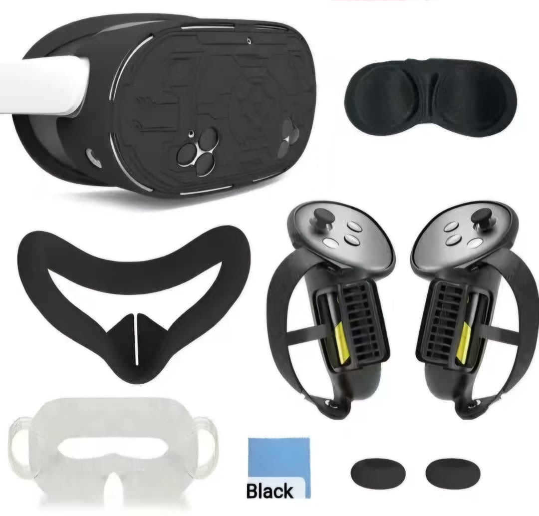 طقم أغطية حماية سيليكون ٦ في ١ لجهاز ميتا كويست ٣ إس - أبيض | أسود | وردي | أزرق | أحمر