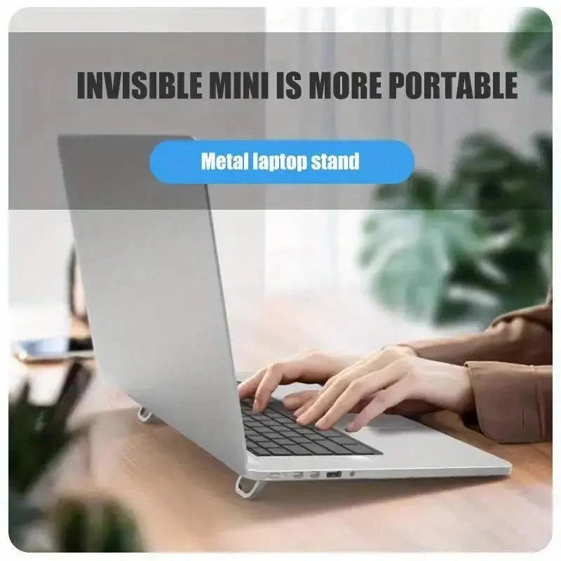 2PCS Adhesive Laptop Mini Riser , Invisible & Foldable Small Stand, Zinc Alloy, For 10 To 18 Inch Laptop – MacBook – Keyboard, Ergonomic Tilt Pads With 3M Stickers | SILVER ~ N95-2
