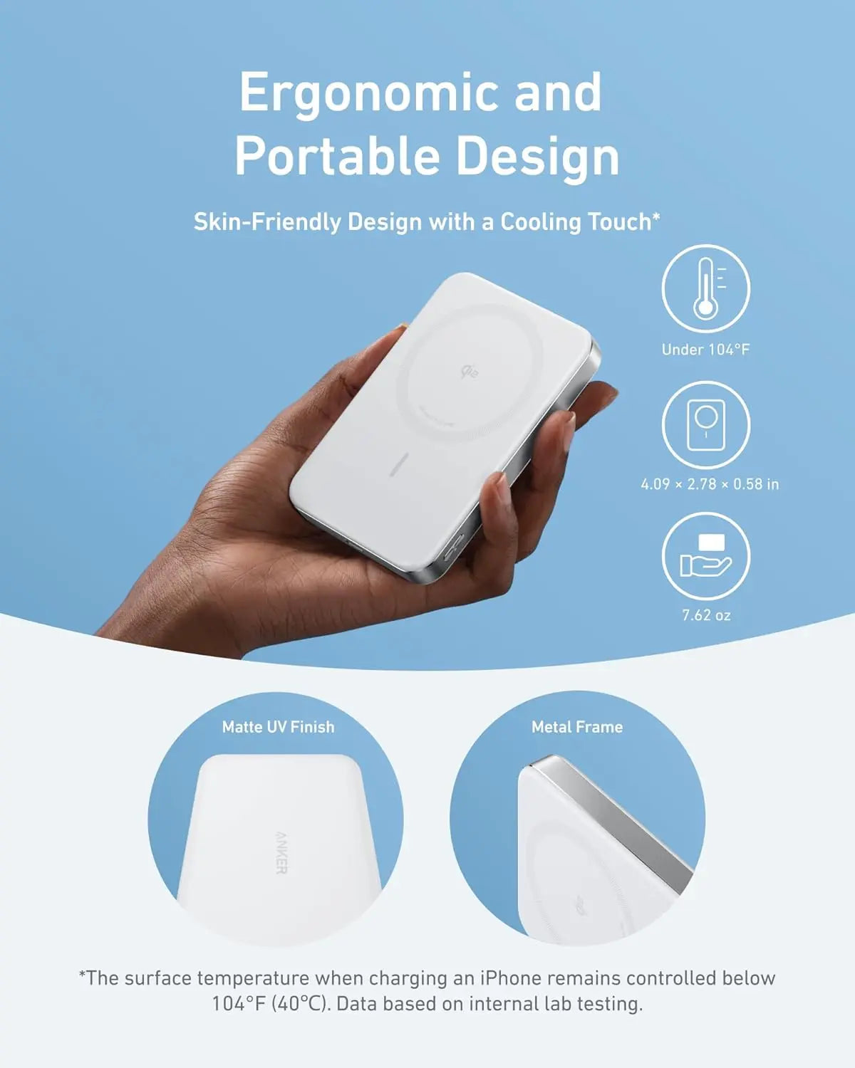 Anker MagGo 10,000mAh Ultra-Slim Qi2 Magnetic Power Bank, 15W MagSafe Wireless Charging, 30W USB-C PD Fast Charging, ActiveShield Safety, For iPhone 17/16/15/14 | WHITE SILVER