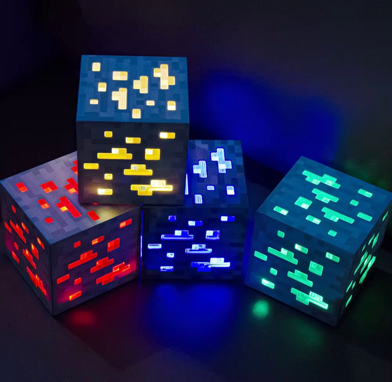 Minecraft ORE Block Lights LED Night Lamp USB Rechargeable - Red | Yellow | Blue | Green