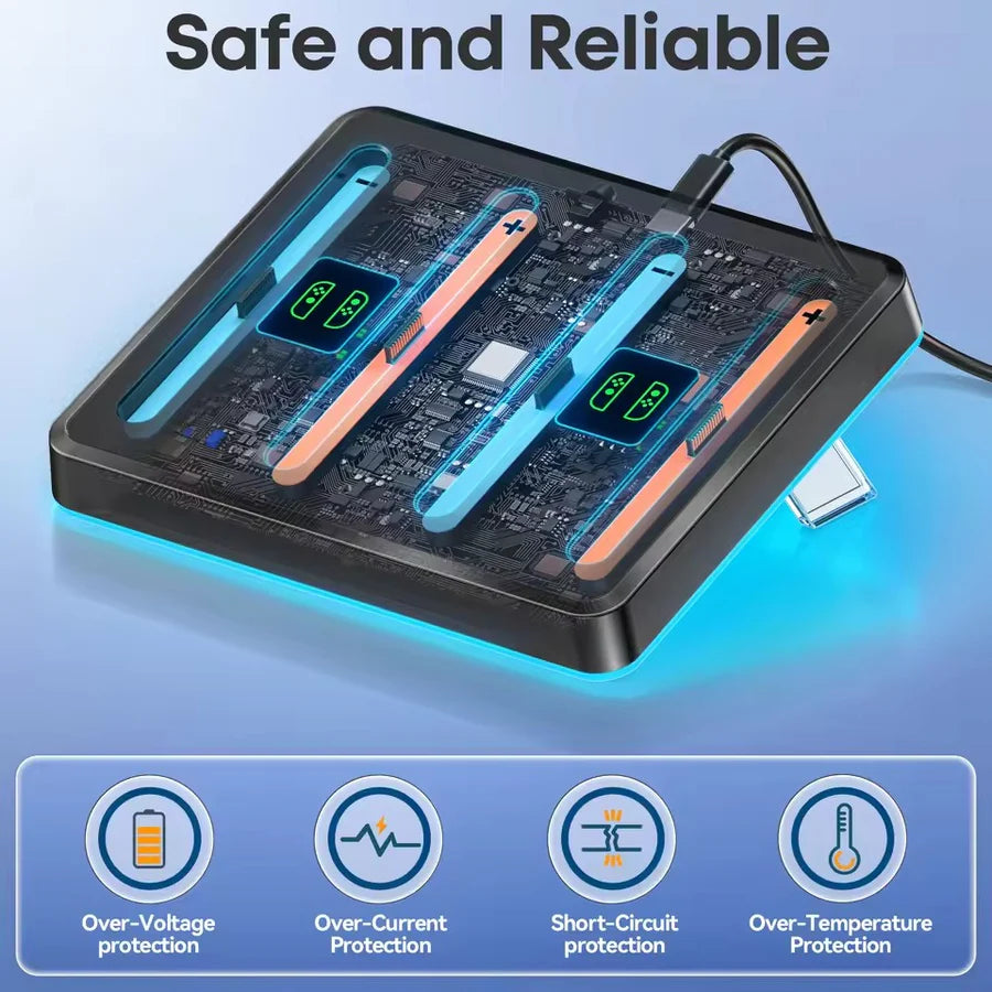 OIVO 4 in 1 Charging Dock for Nintendo Switch 2 Joy-Cons With 7 RGB Light Modes - Black