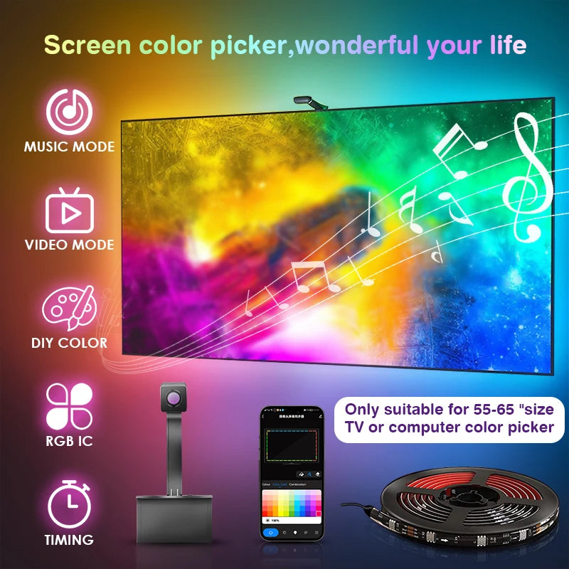 Immersion Wi-Fi TV LED Backlight with 1080P Camera Sync to Screen for 55-65 inch TV/PC Compatible with Alexa & Google Assistant