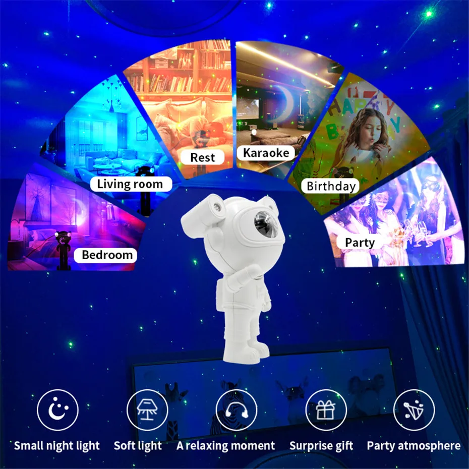 Astronaut Projector Nebula Star Galaxy Light With Bluetooth Speaker & Remote Control