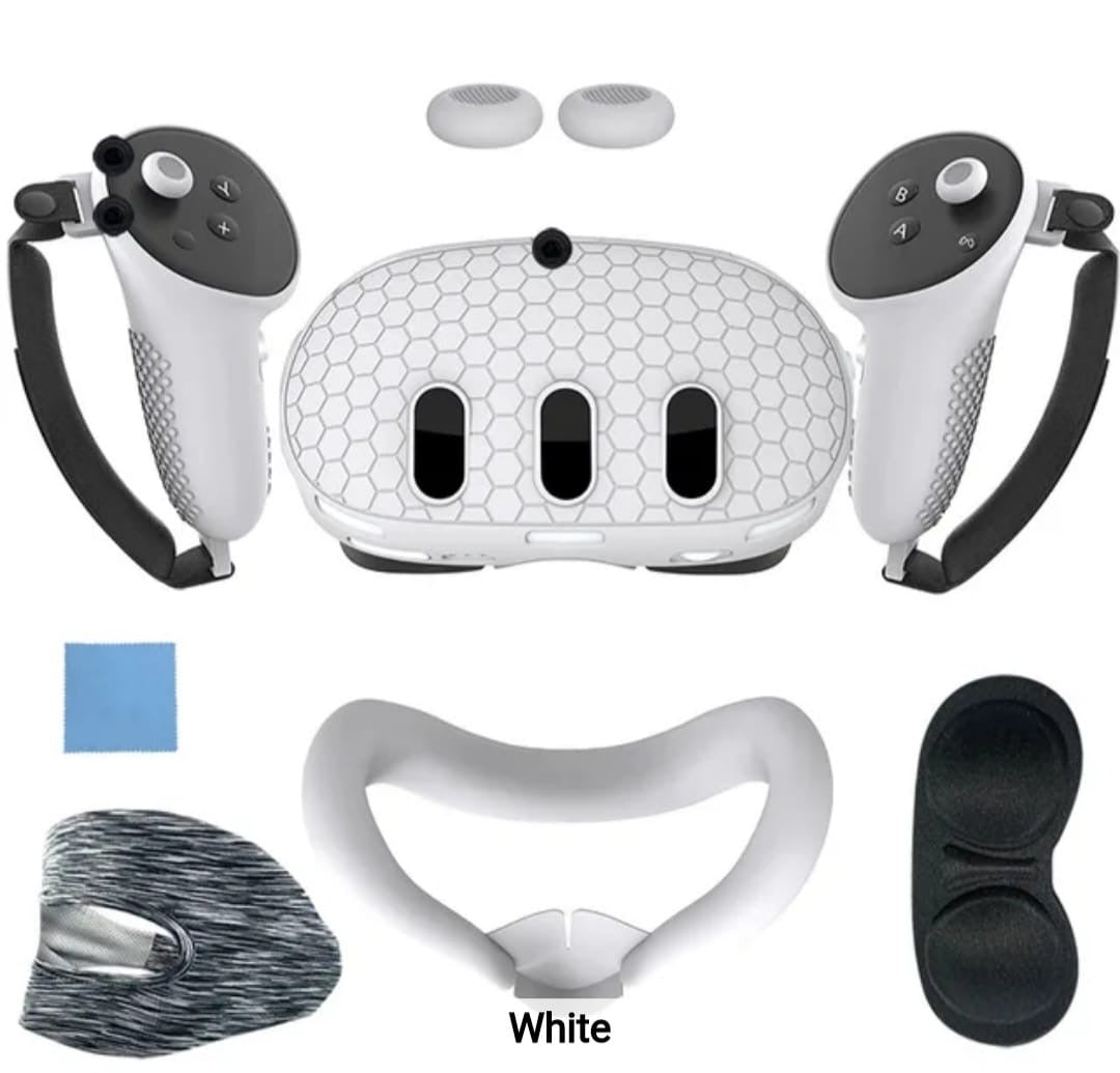 طقم أغطية حماية سيليكون ٦ في ١ لجهاز ميتا كويست ٣ - أسود | بنفسجي | أزرق | أبيض | أحمر