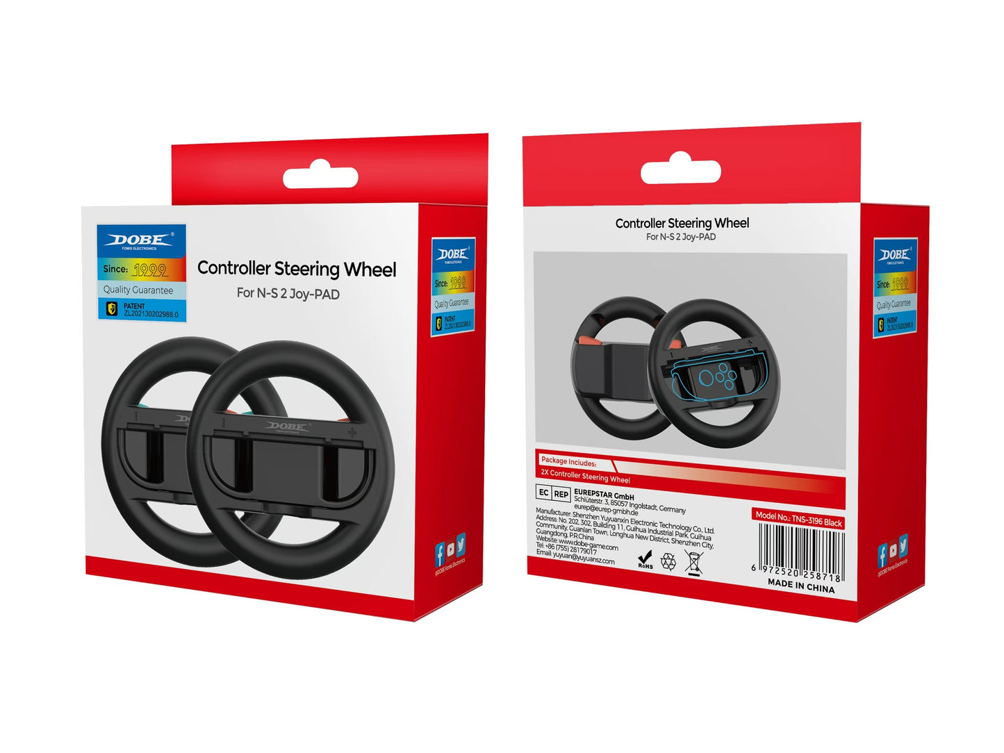DOBE Racing Wheel Left and Right Joy-Con Controller Steering Wheel Grip Holder for Switch 2